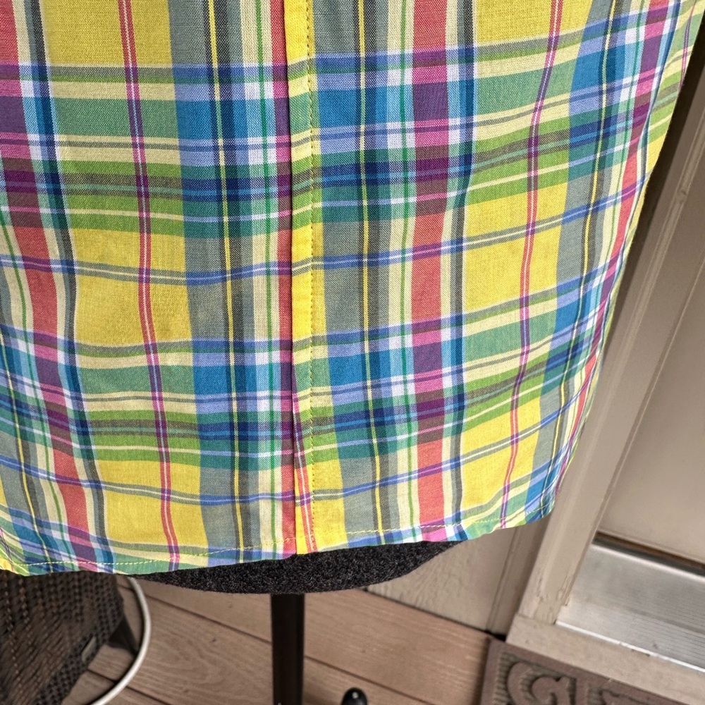 POLO Ralph Lauren Men’s Yellow & Blue Plaid LS Shirt with Epaulets - Size MED - Picture 10 of 12